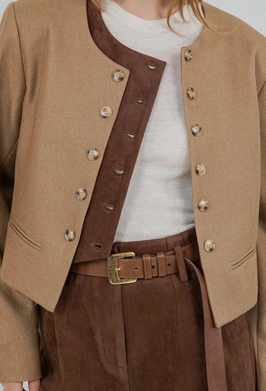 Suede Double Placket Jacket