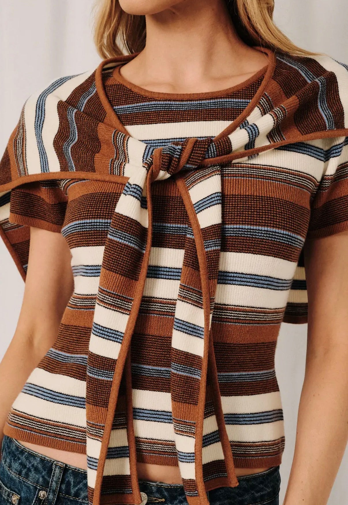 Lou Knit Tee With Layered Cape