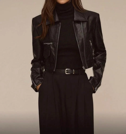 Marlow Cropped Leather Jacket