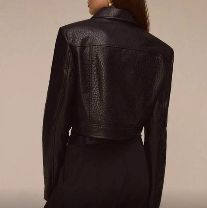 Marlow Cropped Leather Jacket