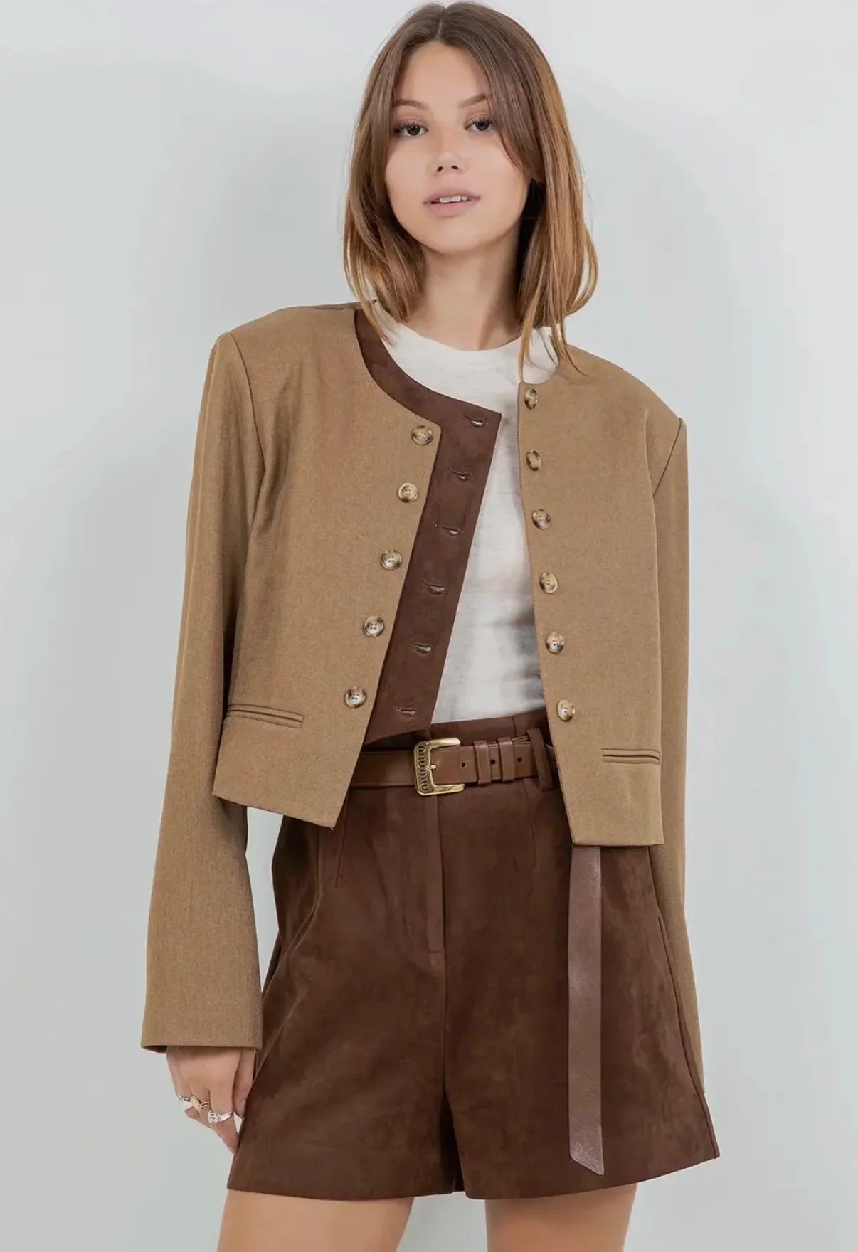 Suede Double Placket Jacket