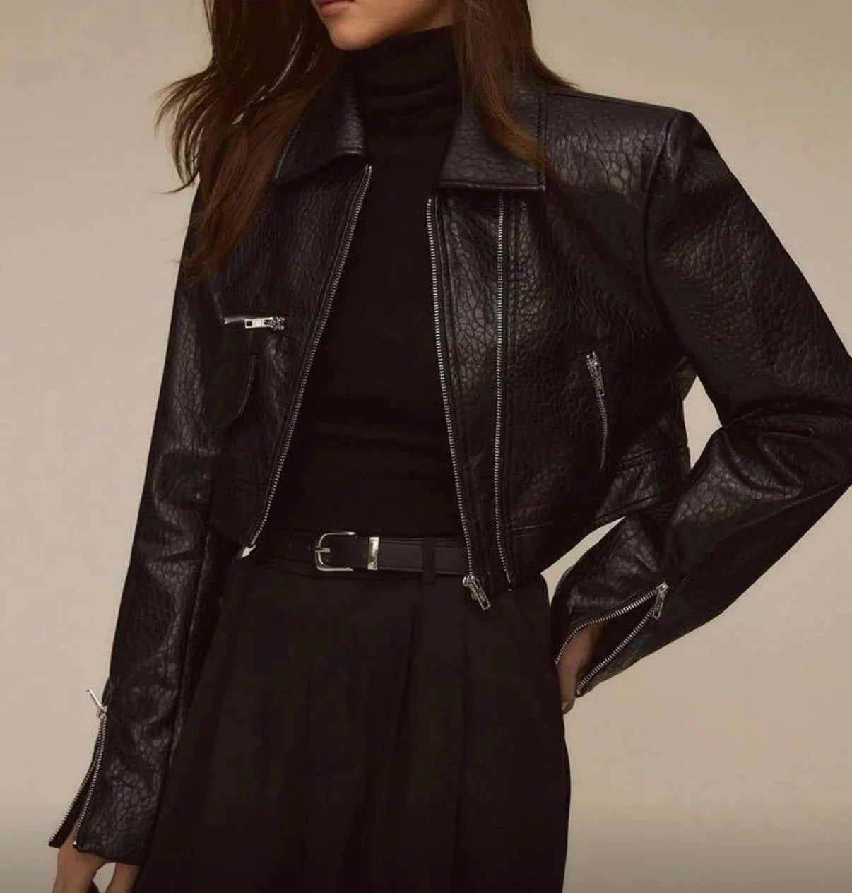 Marlow Cropped Leather Jacket