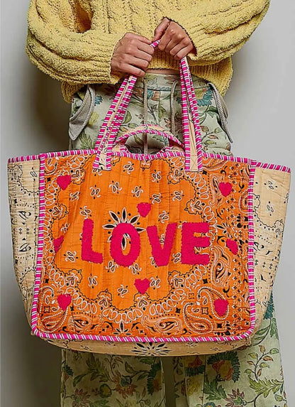 Love Bandana Quilted Tote