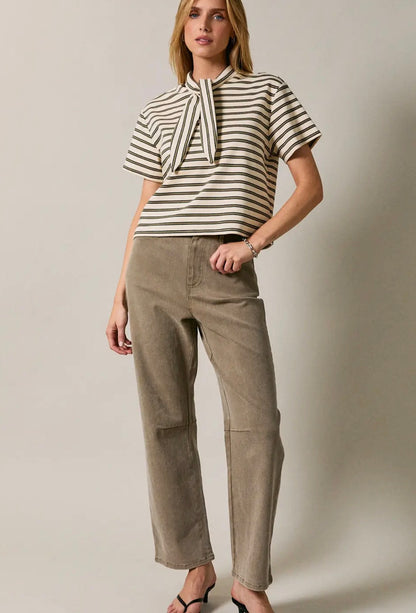 Mel Olive Striped Tee
