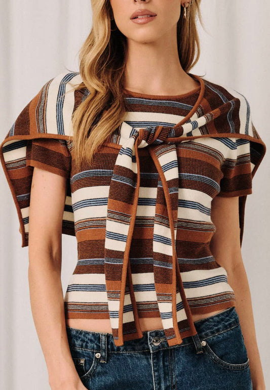 Lou Knit Tee With Layered Cape